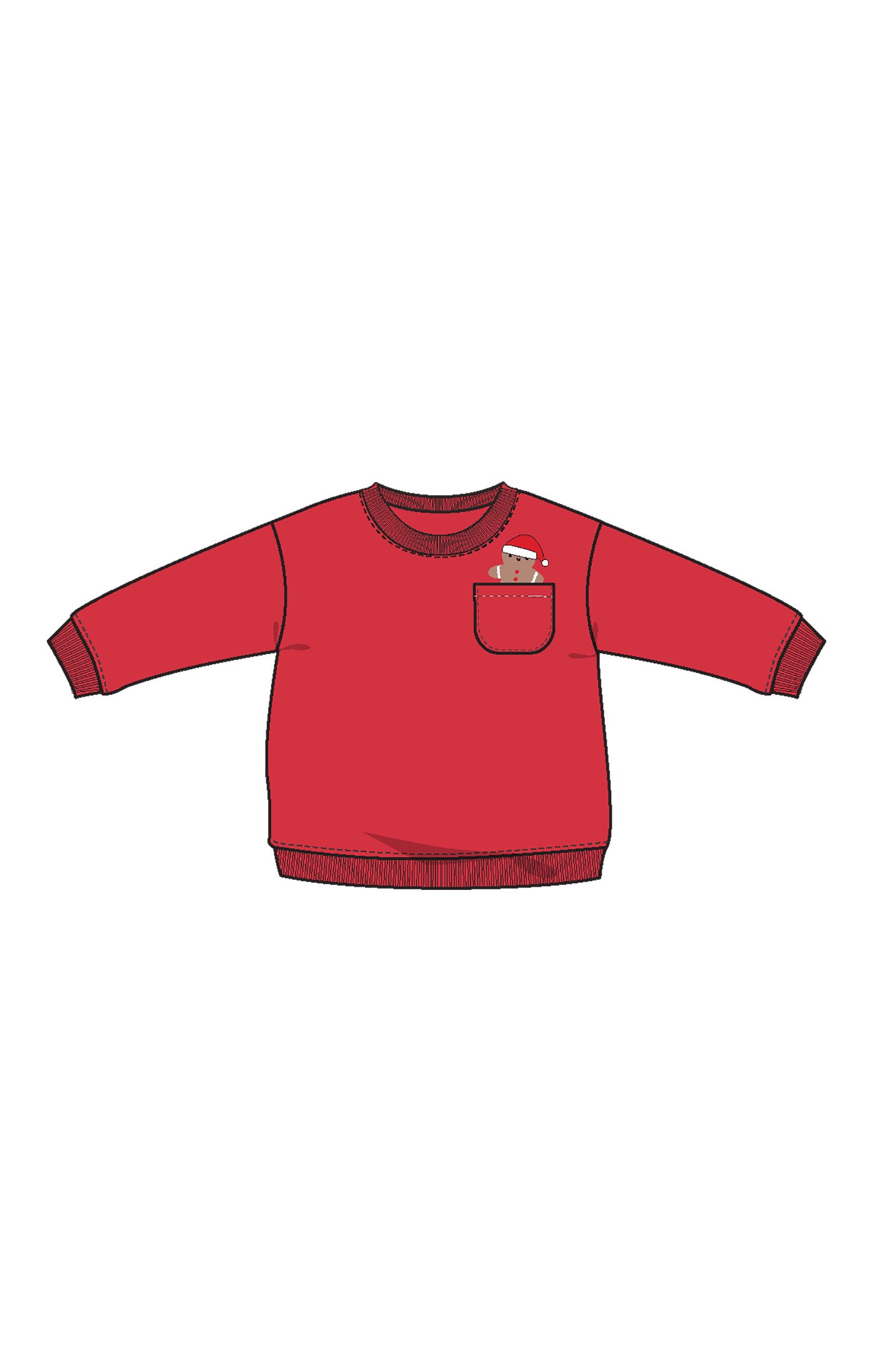 Red Gingerbread Pocket Sweatshirt