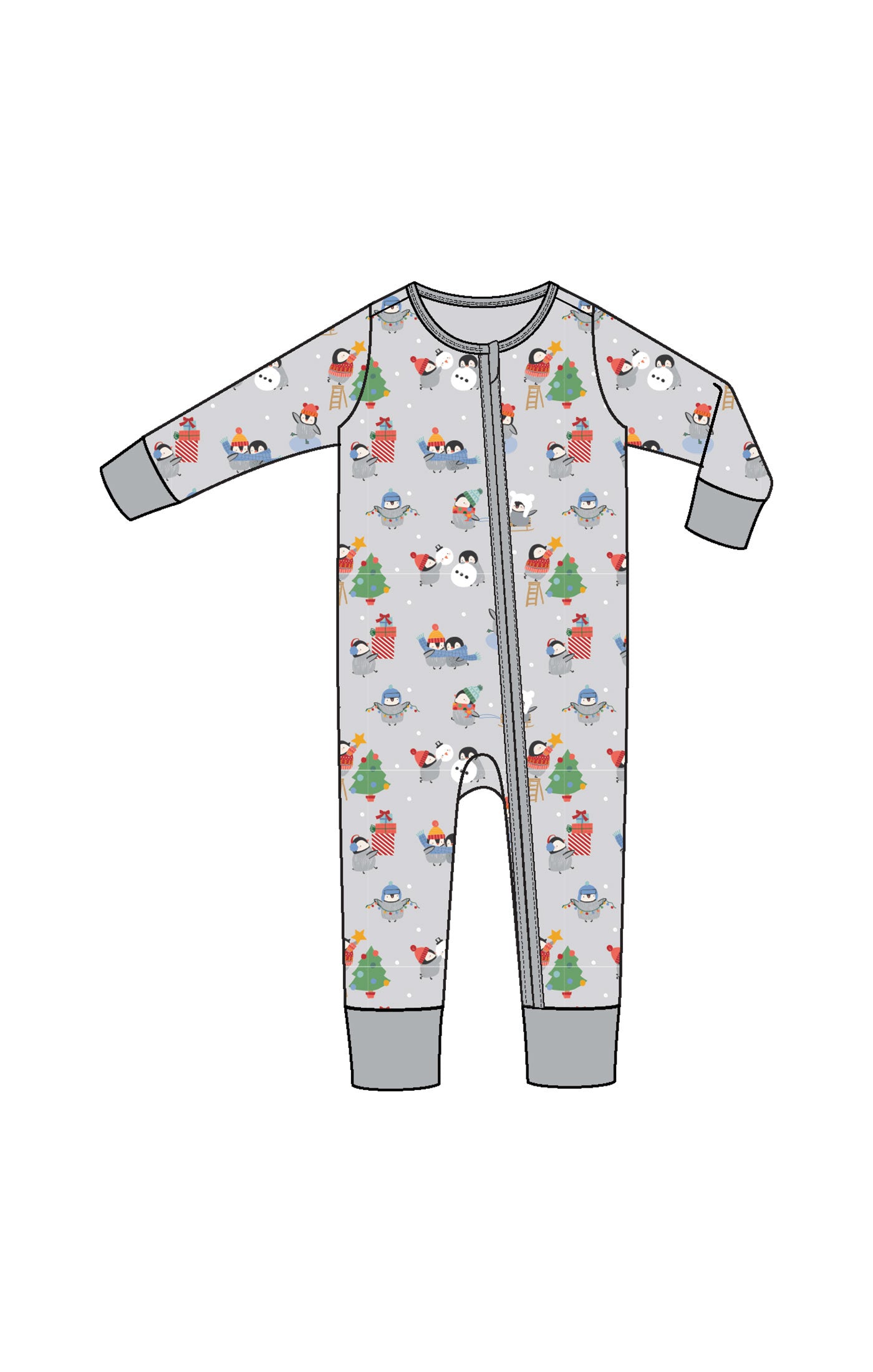 Holiday Penguins Zip Romper