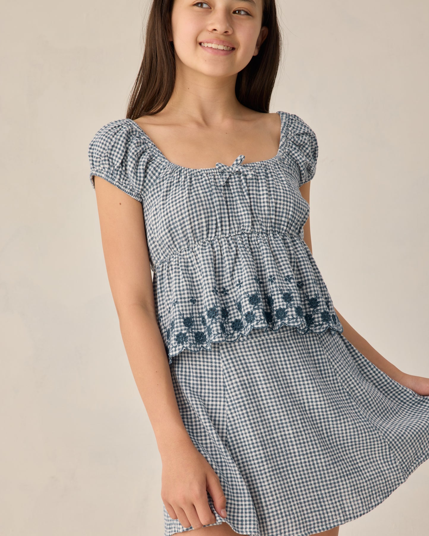 Teen Marine Gingham Rachel Skirt