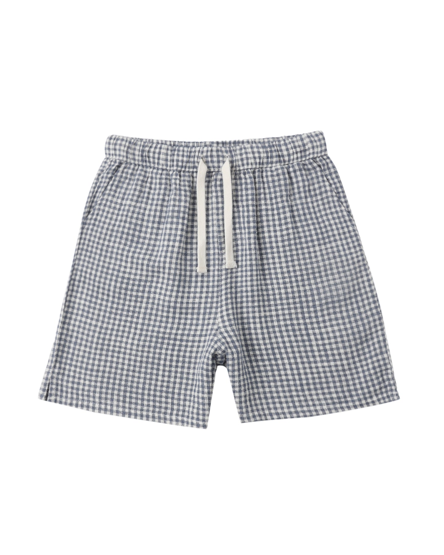 Rylee & Cru Marine Gingham Perry Shorts featuring a classic blue and white checkered pattern with a comfortable fit.