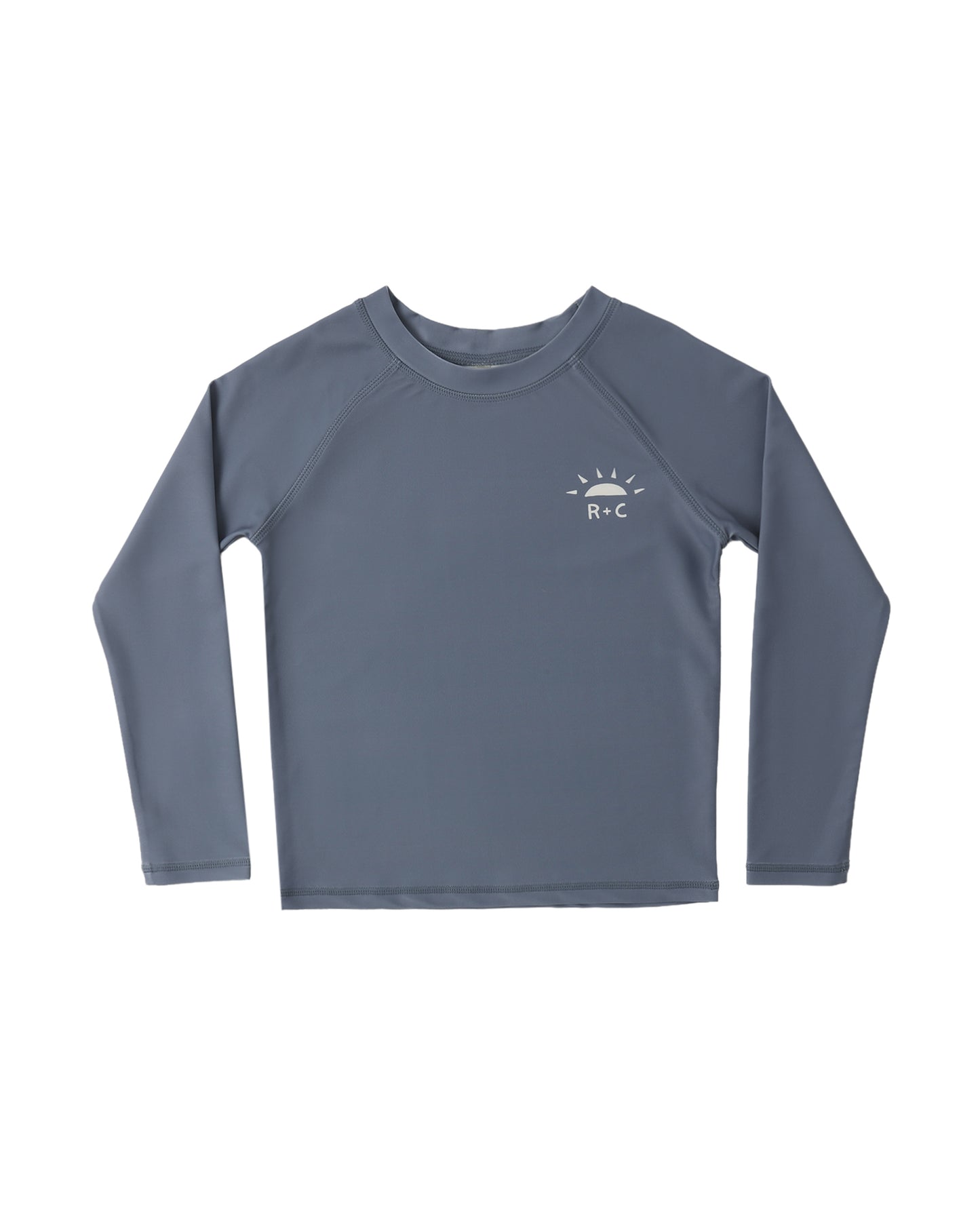 Rylee & Cru marine long sleeve rashguard in a vibrant blue, featuring a comfortable fit and stylish design for water activities.