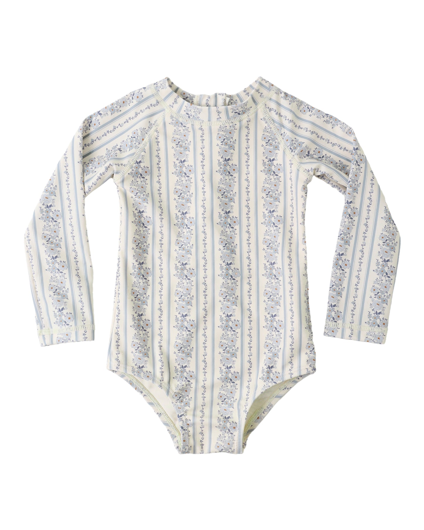 Blue Floral Delphine Rashguard One Piece