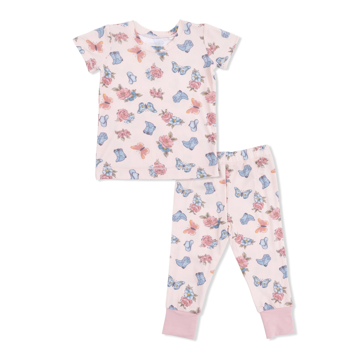 Angel Dear country girl boots short sleeve loungewear set featuring a cozy, casual top and matching bottoms in soft fabric.