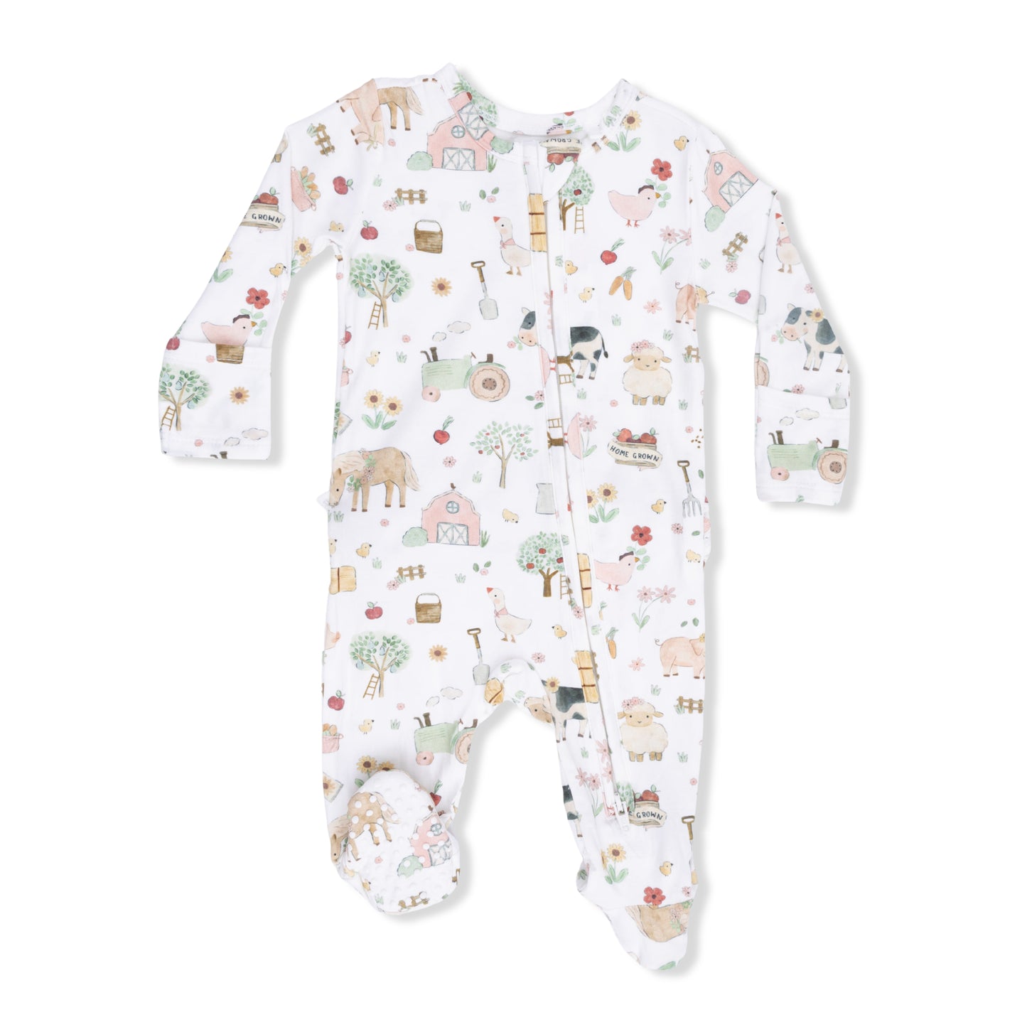 Cute Farm Animals Ruffle Zip Footie