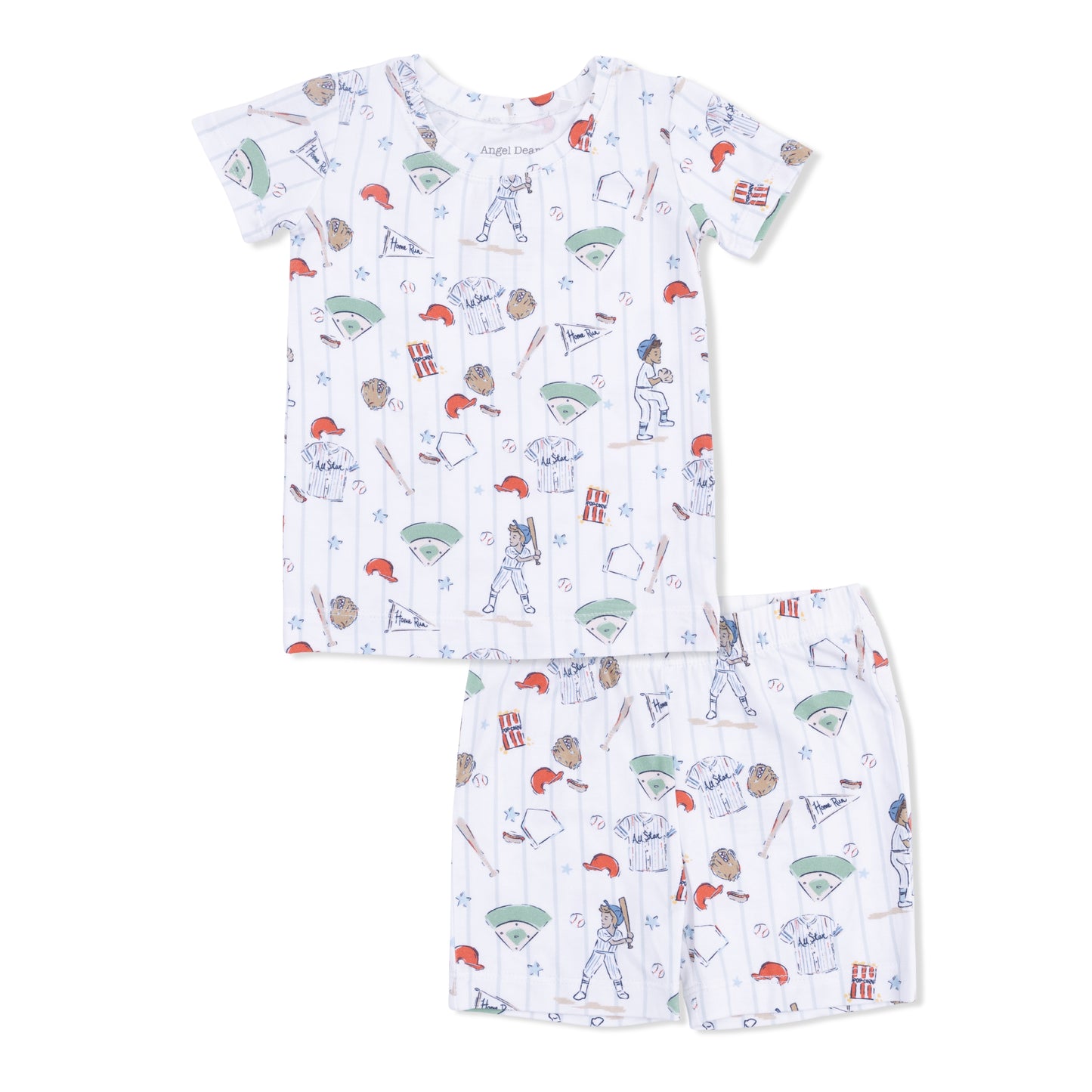 Angel Dear Home Run Baseball loungewear short set featuring a comfortable, casual design with baseball-themed prints and soft fabric.