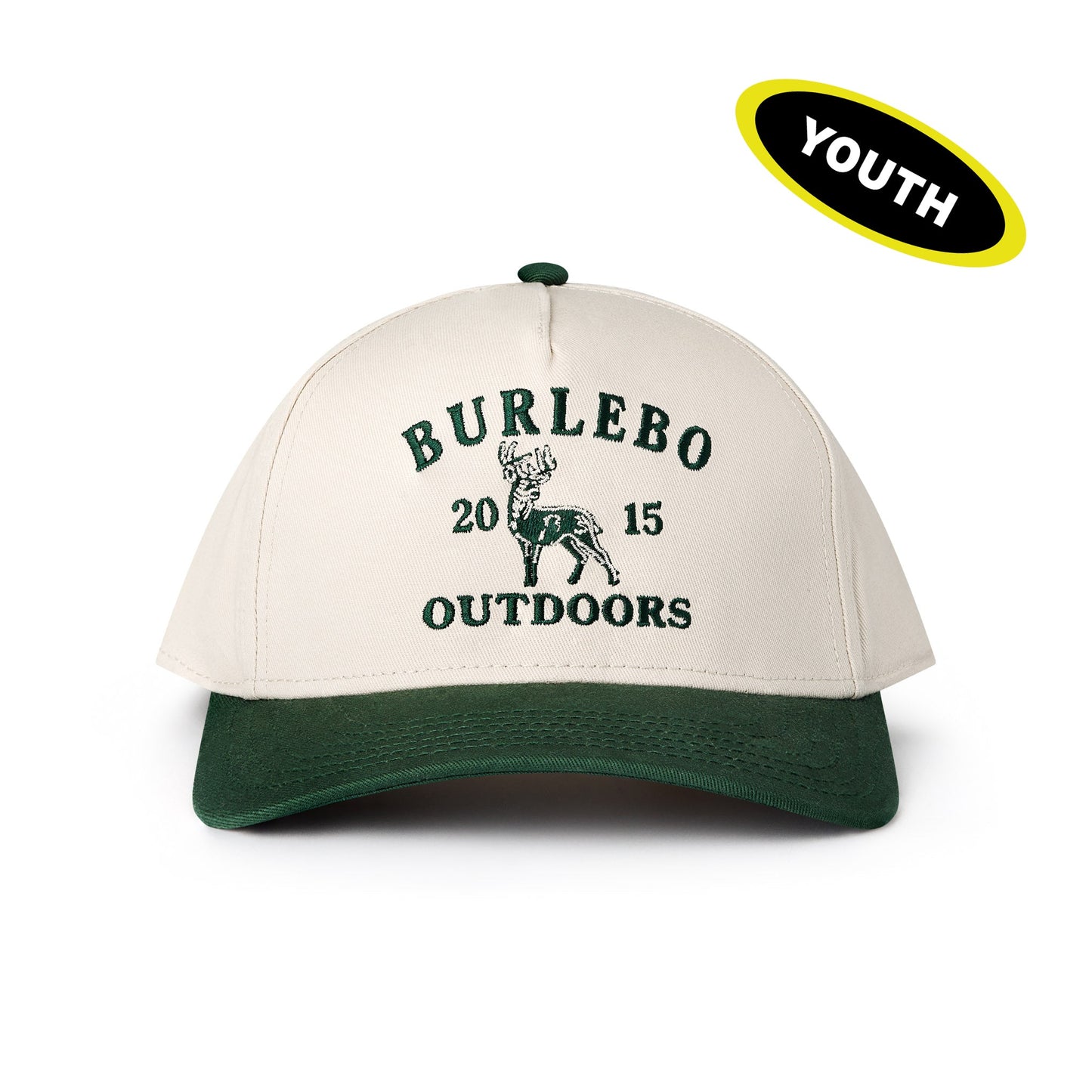Vintage Whitetail Deer youth cap by Burlebo featuring a classic deer graphic and adjustable strap in a casual outdoor style.