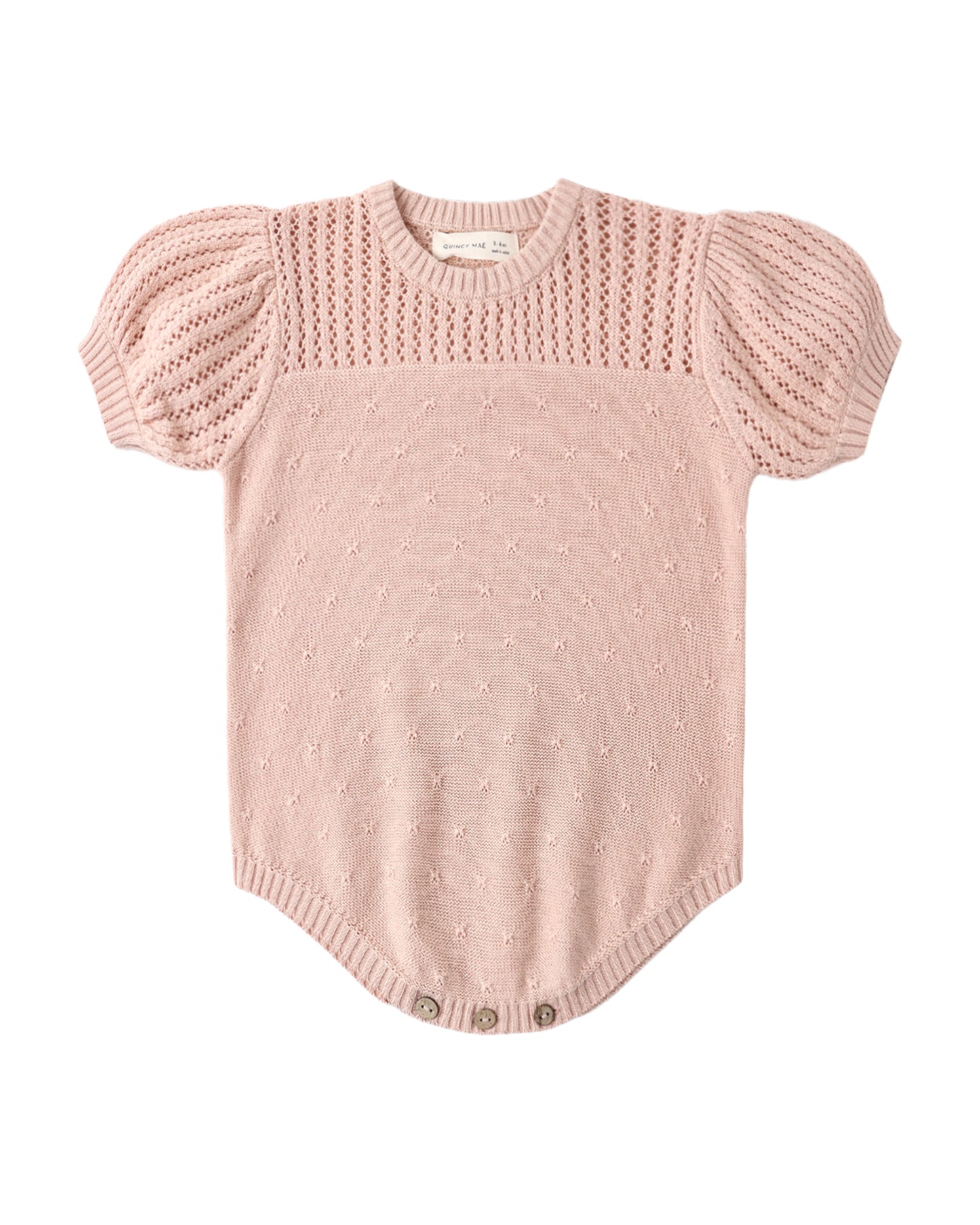 Melon Pointelle Knit Romper