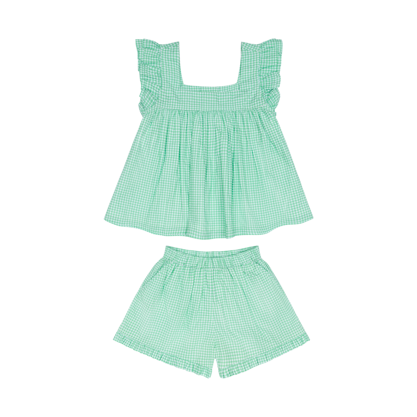 girls gustavia gingham ruffle top and short set