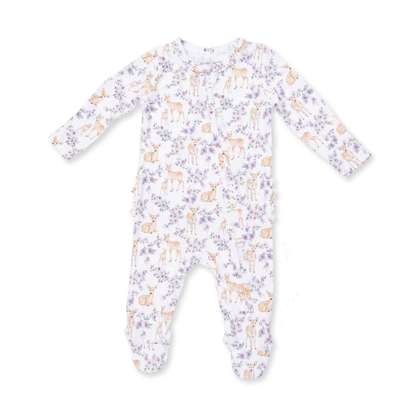 Floral Deer Ruffle Zip Footie