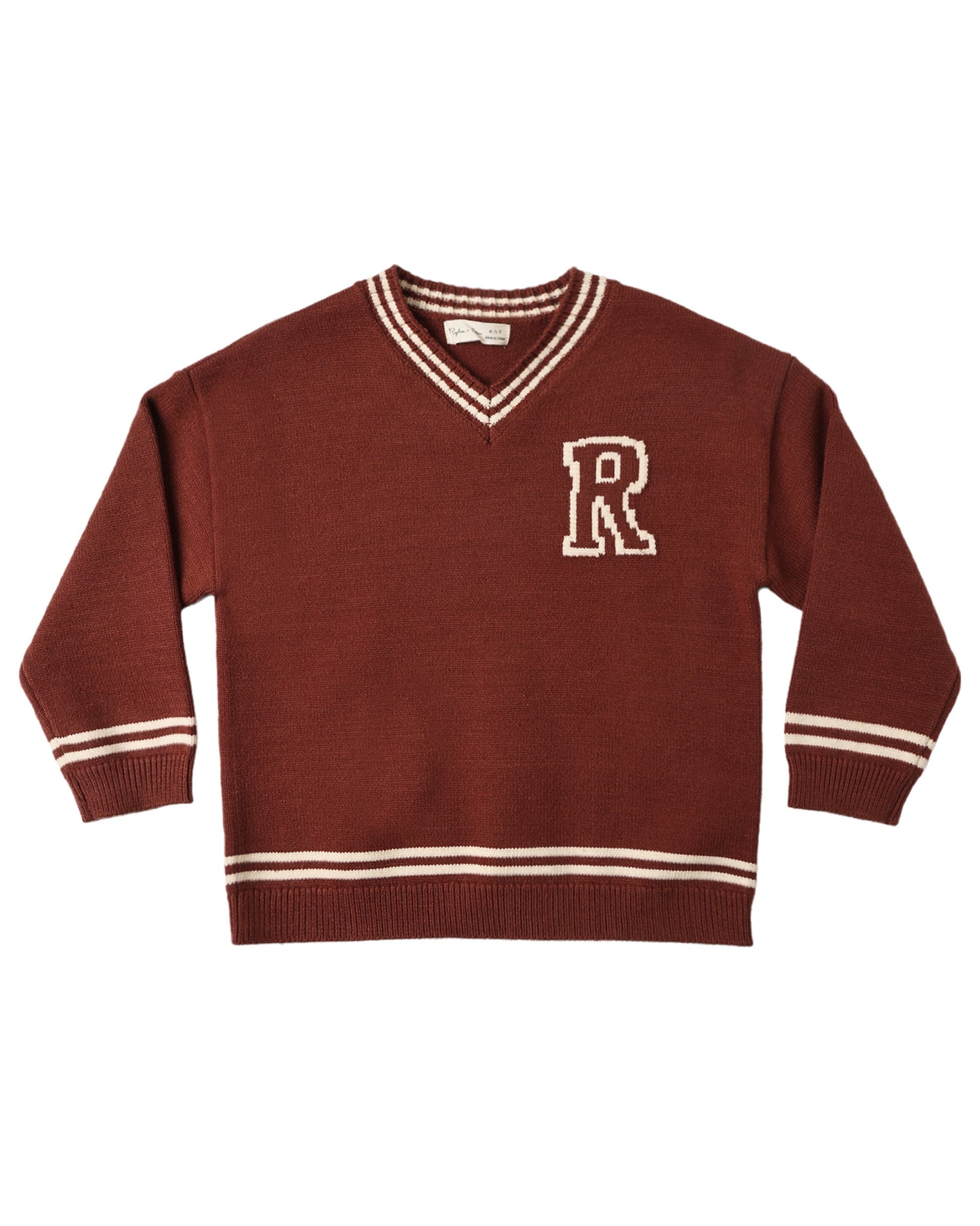 Redwood sweater by Rylee & Cru in brick color, featuring a cozy knit fabric and stylish design for kids.