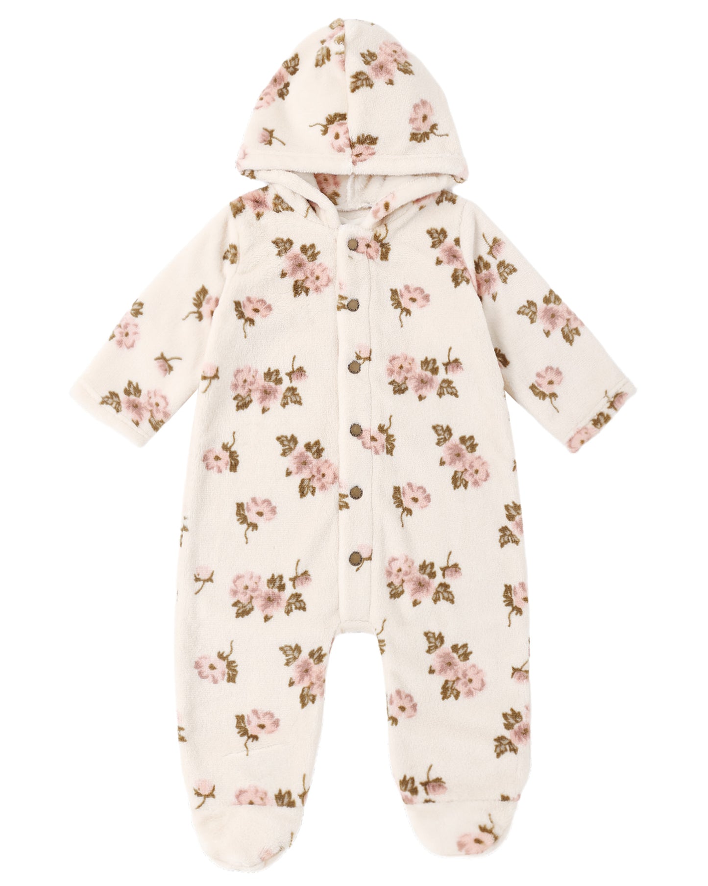 Rylee & Cru Rose Garden fleece jumpsuit with floral print, cozy fabric, and relaxed fit for comfortable everyday wear.