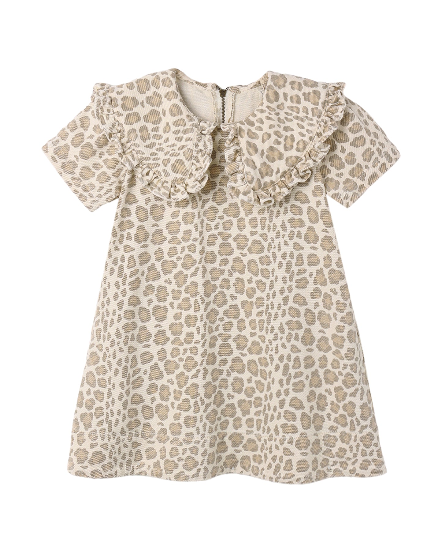 Leopard-collared denim mini dress by Rylee & Cru featuring a fitted silhouette and stylish leopard print collar.
