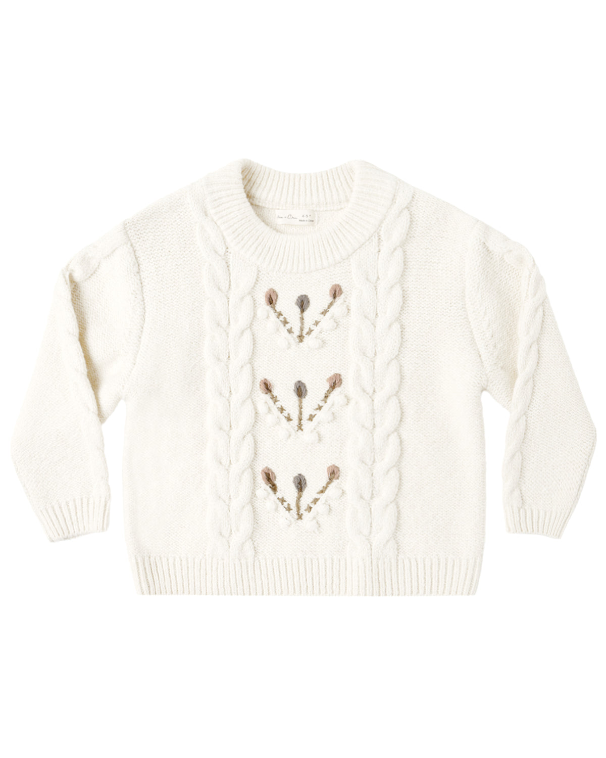 Rylee & Cru Natural Reagan Sweater shown on a child, soft knit fabric in a cozy, neutral tone with long sleeves and a relaxed fit.