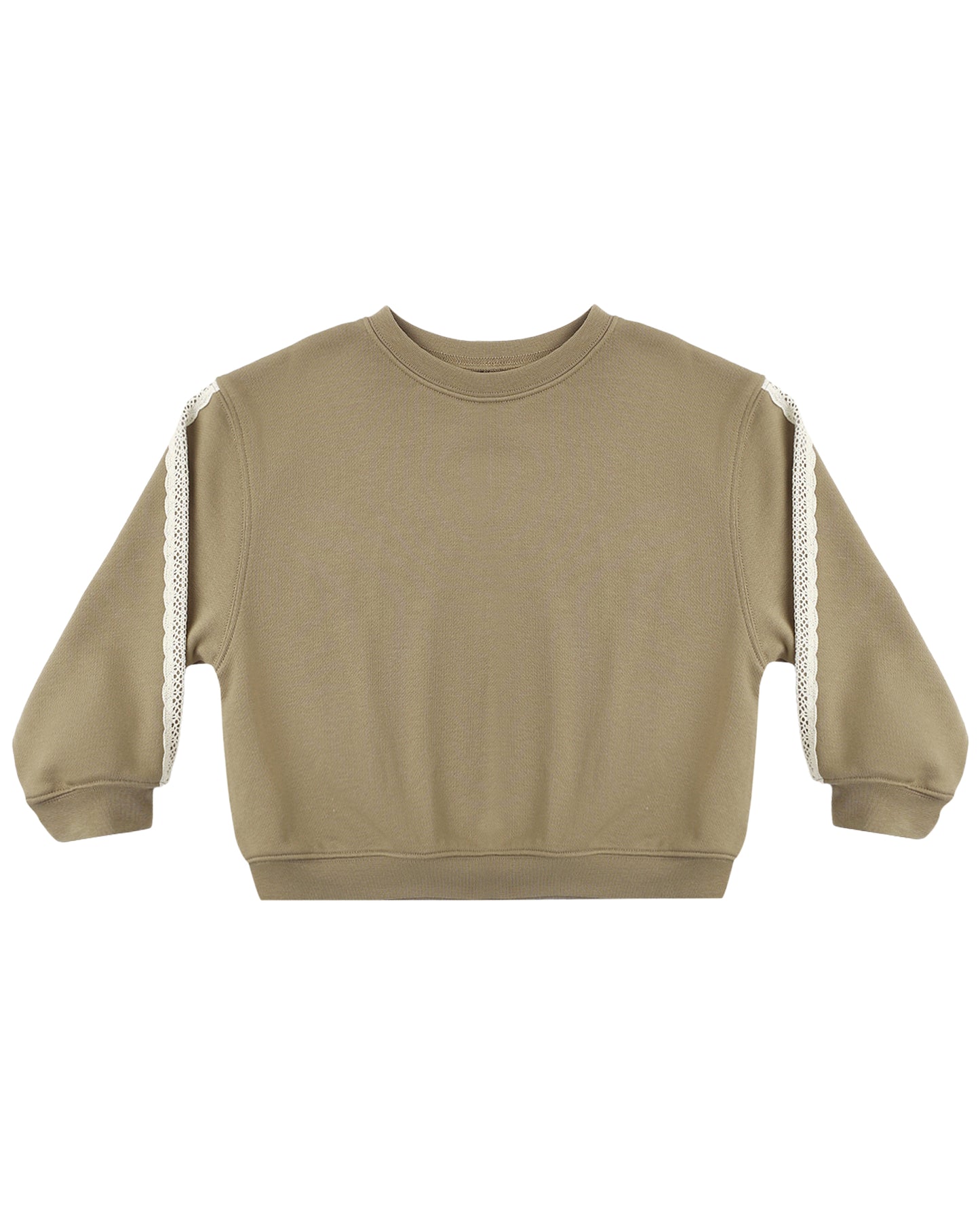 Olive oversized sweatshirt by Rylee & Cru featuring a relaxed fit and soft fabric, displayed on a hanger.