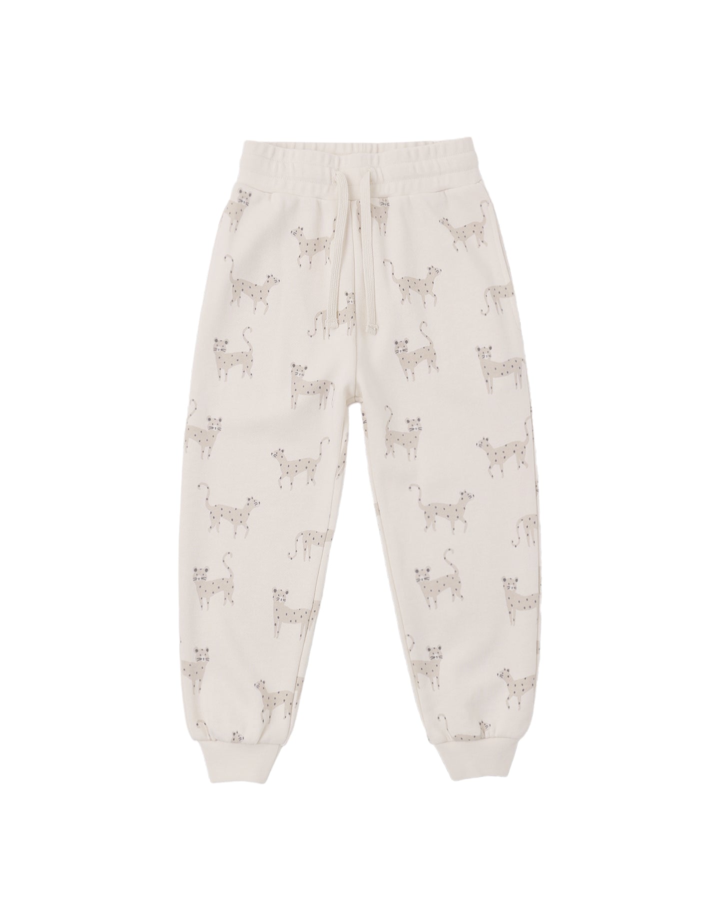 Rylee & Cru leopard print jogger sweatpants with elastic waistband and cuffs, soft and comfortable for casual wear.