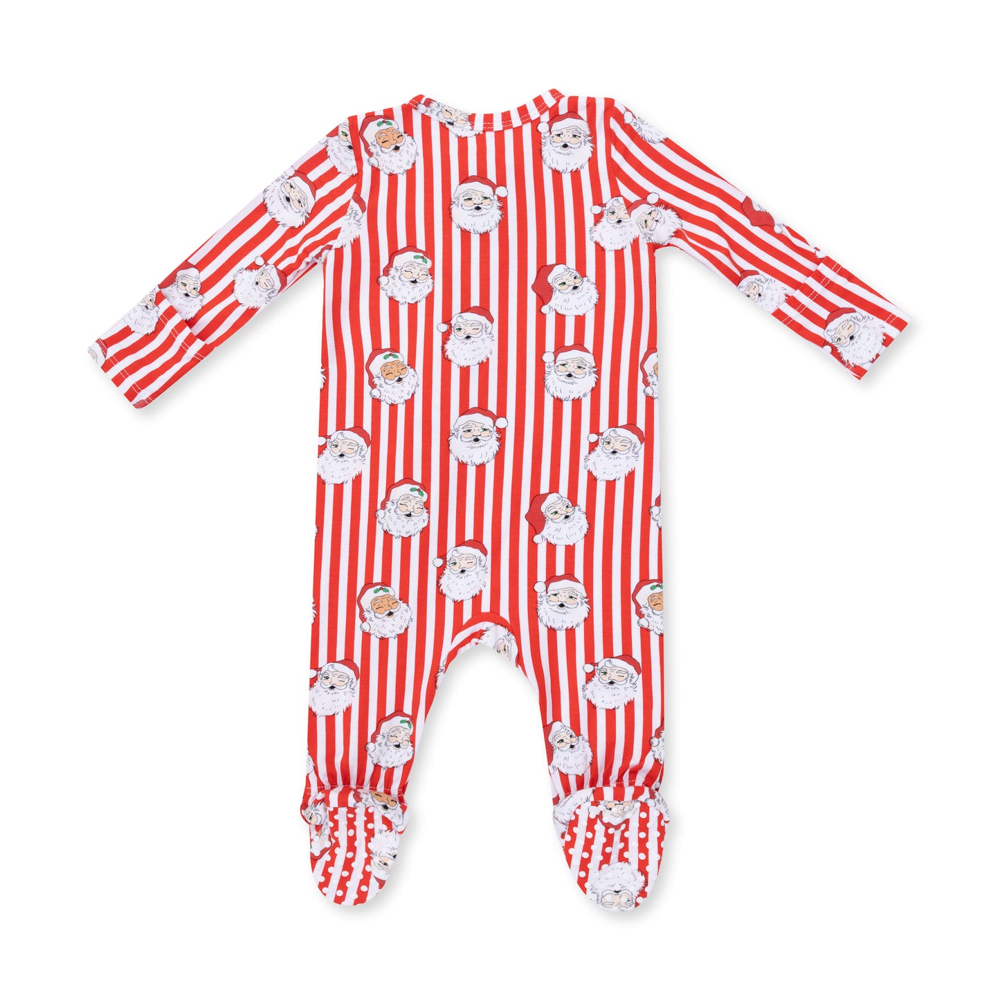 Vintage Santa Stripe Two Way Zipper Footie