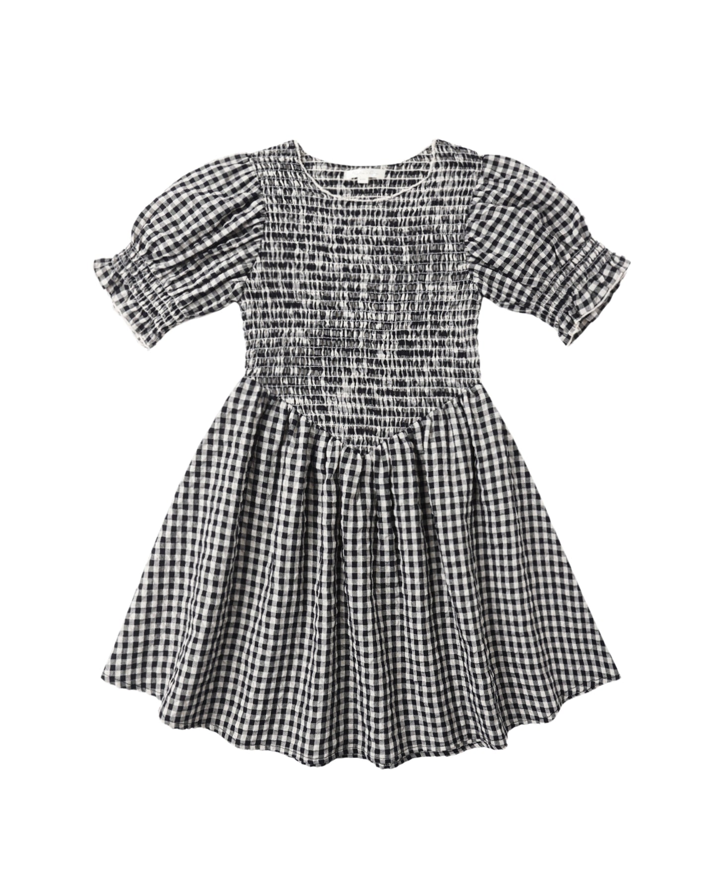 Black check Louise dress by Rylee & Cru featuring a classic plaid pattern and a comfortable, stylish fit for kids.