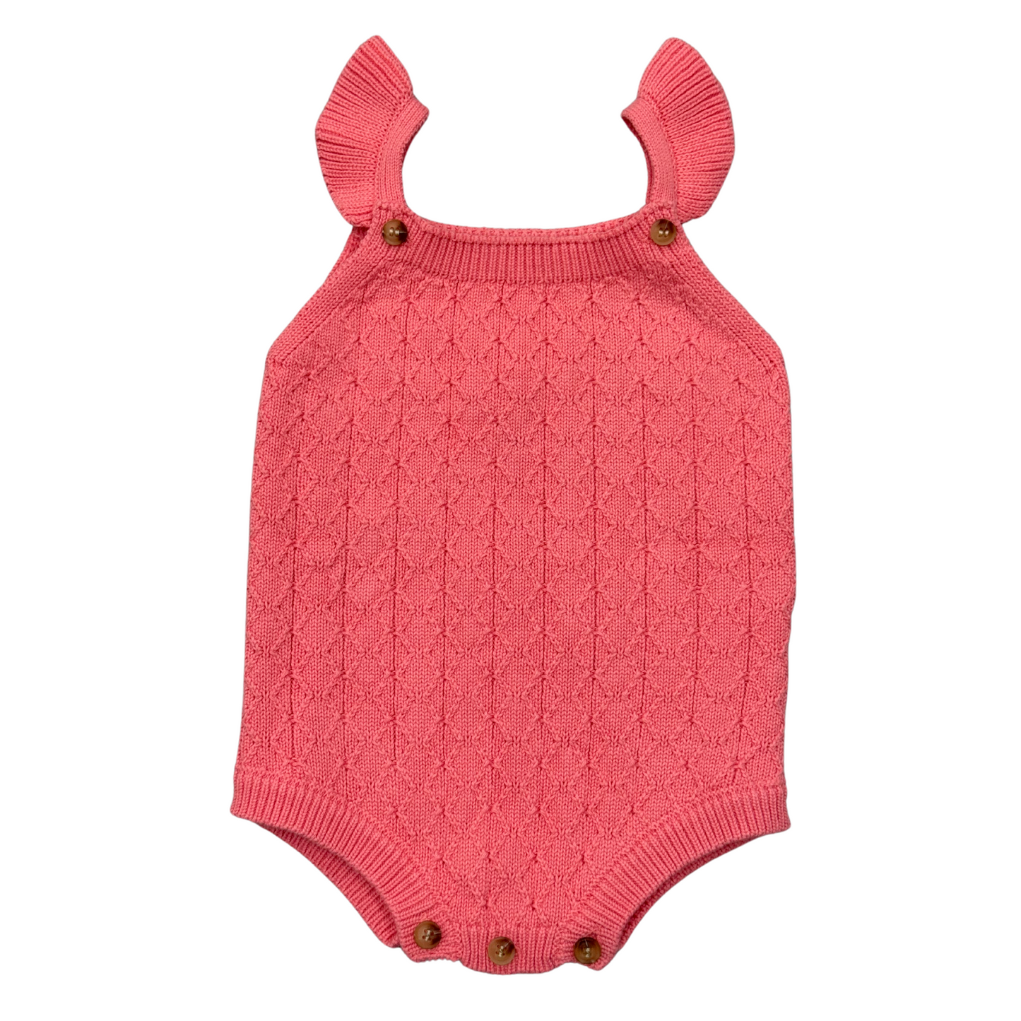 Babysprouts strawberry ice knit sweater bodysuit for infants, soft pink and white with knit texture and long sleeves.