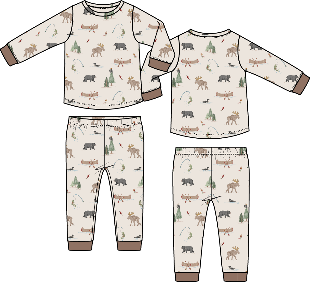 Northern Woodland Animals LS Loungewear Set