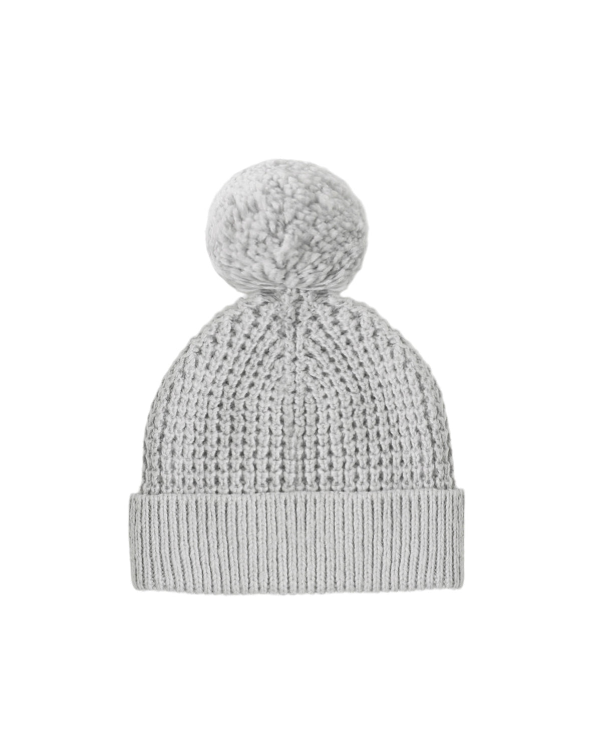 Quincy Mae Fog Beanie in soft, cozy knit fabric, shown in a close-up view highlighting its warm, stylish design.