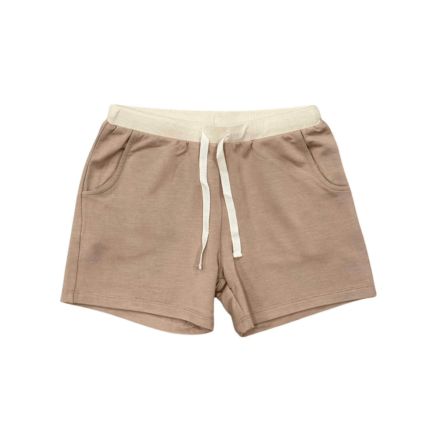 Taupe boys' Terry Sweatshorts by Babysprouts, showing soft, comfortable fabric and relaxed fit for casual kids' wear.