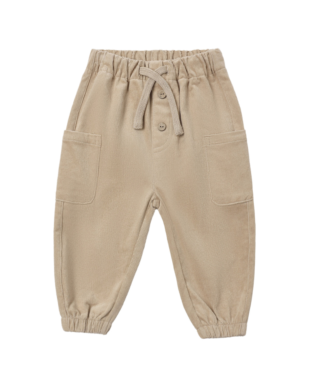 Light beige Quincy Mae Latte Luca Pant made from soft, cozy fabric, shown with a relaxed fit and elastic waistband.
