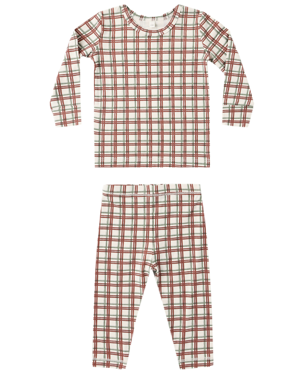Redwood Check Bamboo Pajama Set by Quincy Mae, featuring a cozy, patterned bamboo fabric in a check design for comfortable sleepwear.