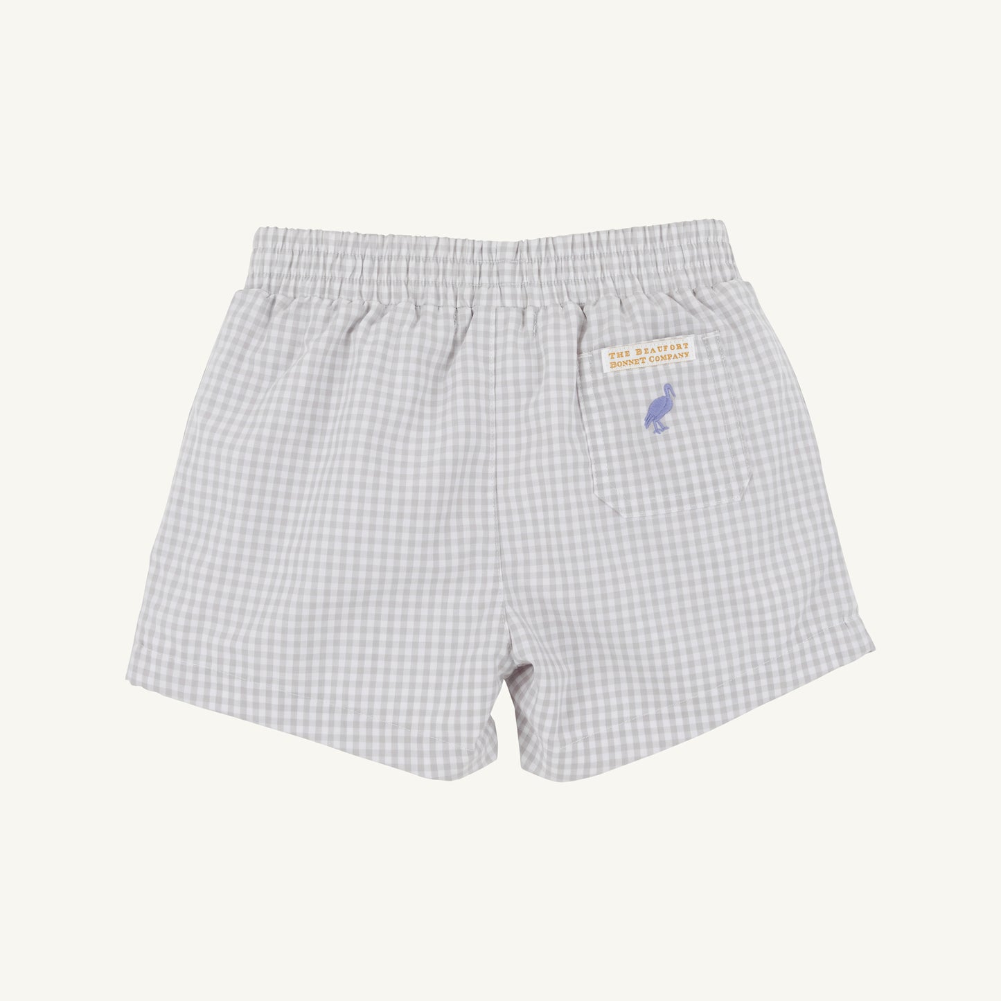 Gray and periwinkle Sheffield shorts with gingham pattern from The Beaufort Bonnet Company, featuring a classic, stylish design.