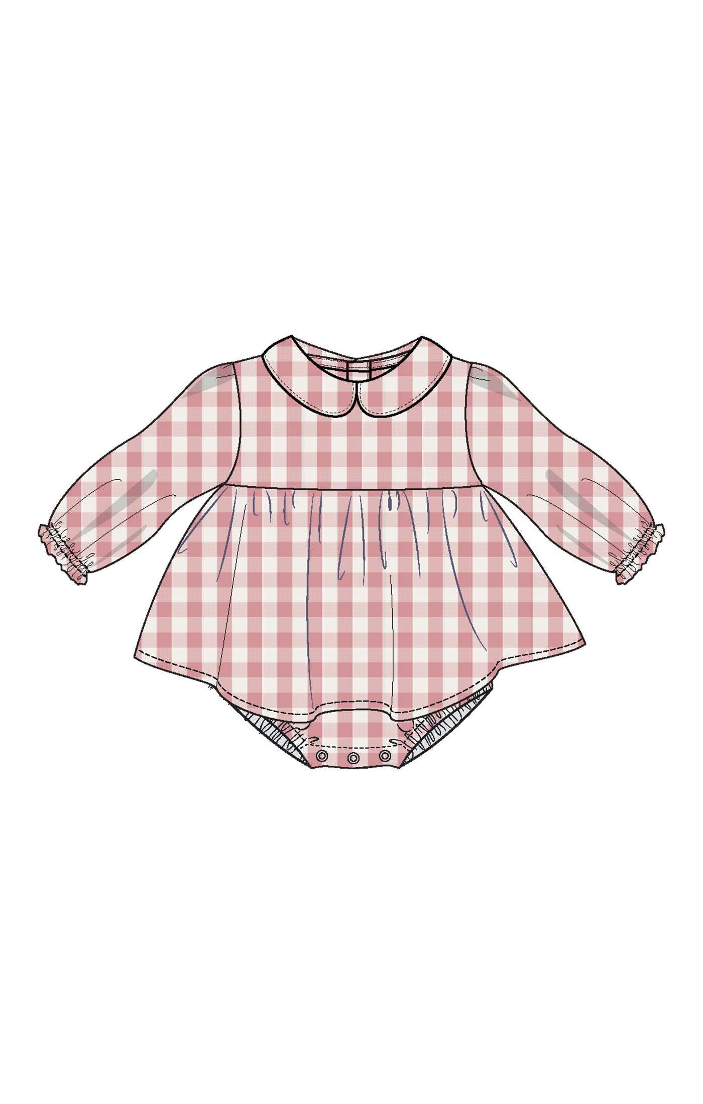 Rose Pink Plaid Peter Pan Collar Bubble