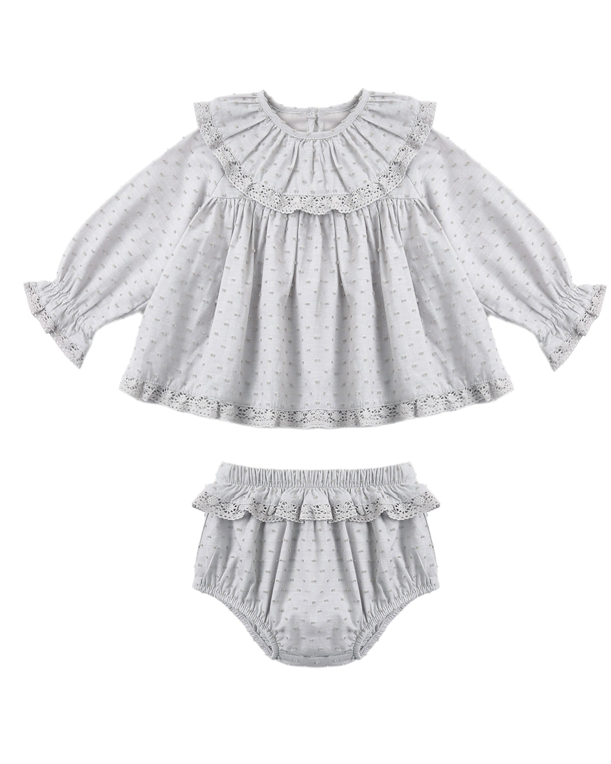 Dusty blue Rori set by Rylee & Cru, featuring a cozy, stylish top and matching bottoms on a flat lay.