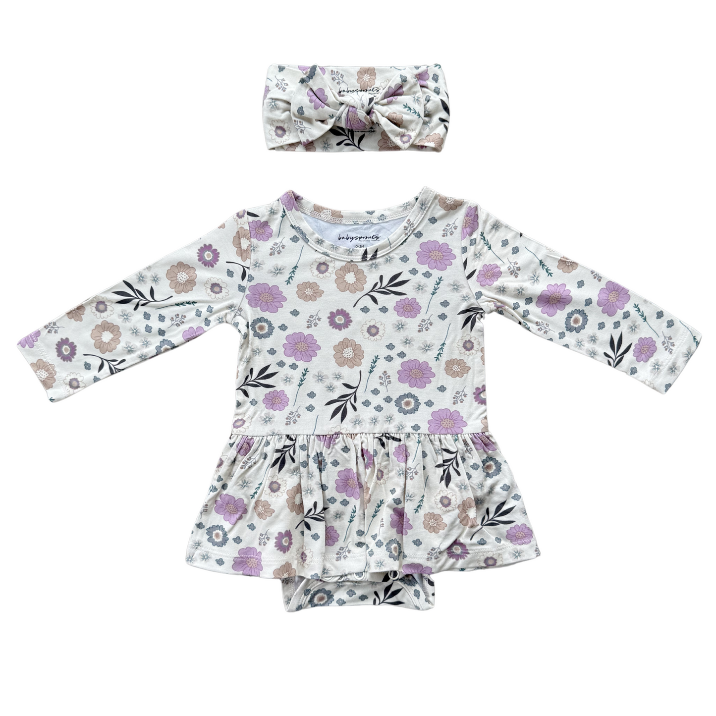 Winter Floral Girl's Bodysuit Dress