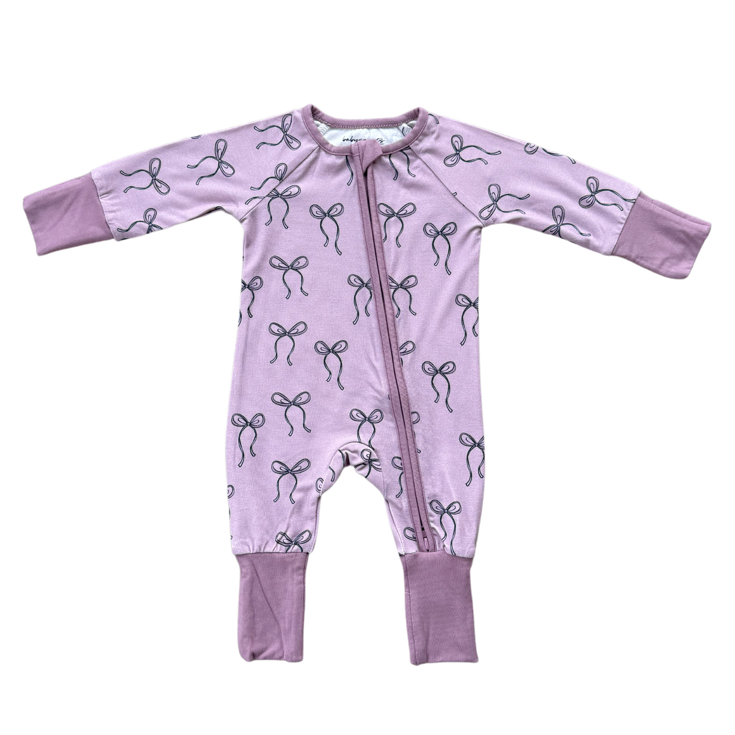 Hair Bow Long sleeve Zip Romper