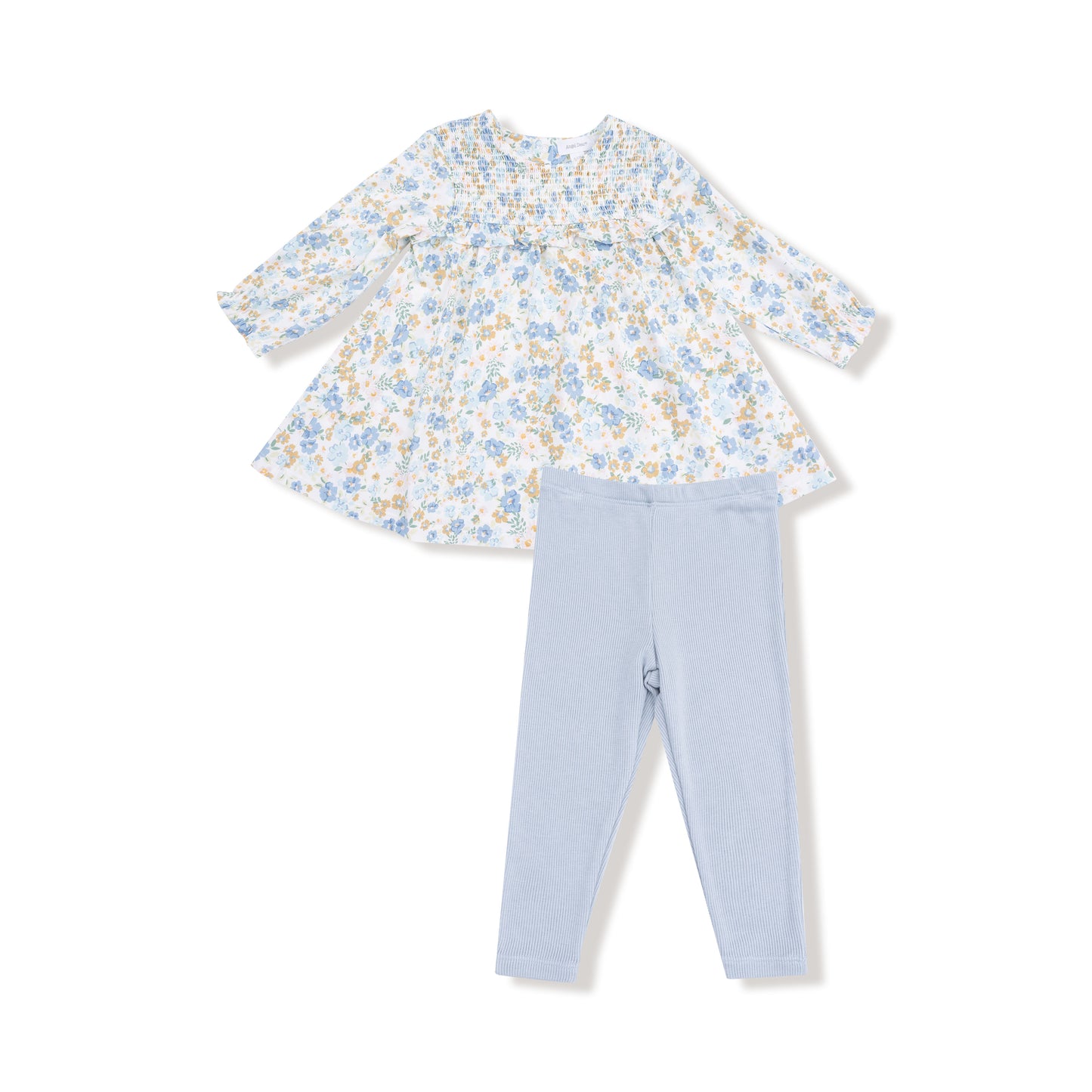 Sweet Rose Calico Smocked Ruffle Dress & Ribbed Legging