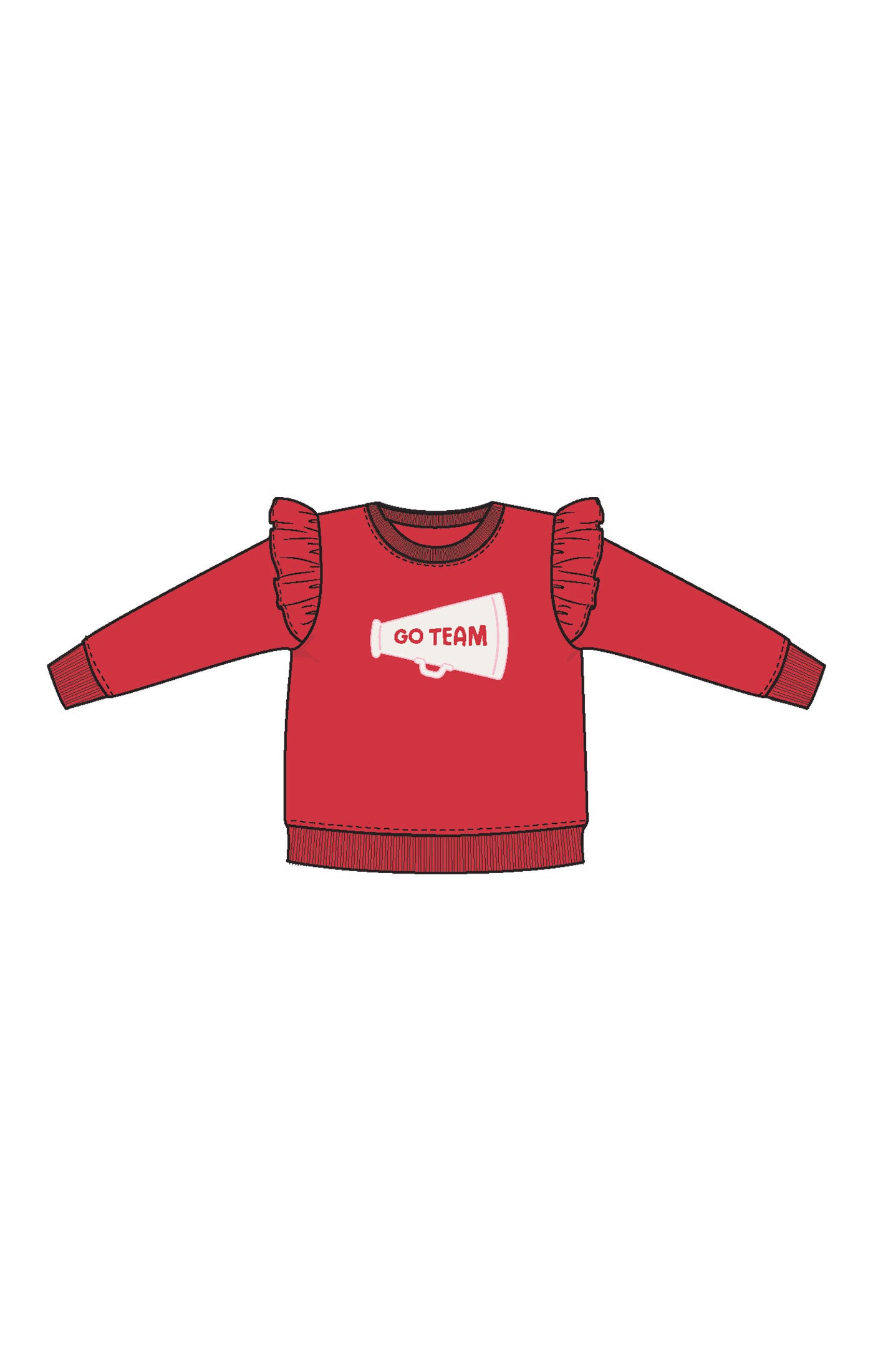 Go Team Varsity Red Ruffle Sweatshirt