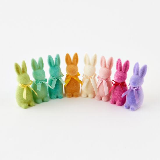 One Hundred 80 degrees Flocked Button Nose Bunny, Sm, PVC, 6"