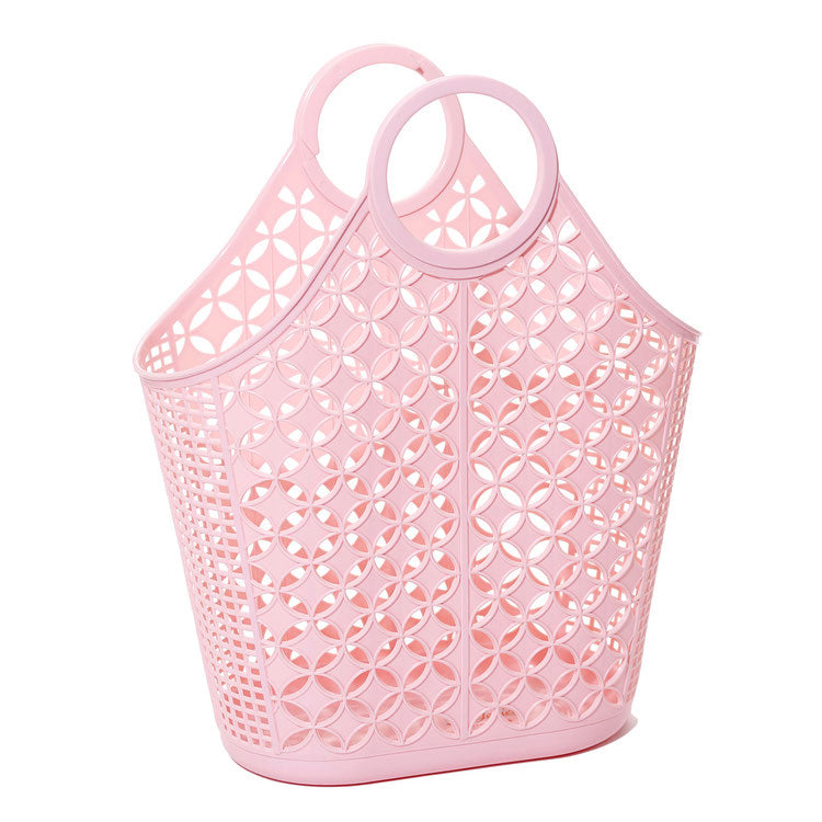 Pink Sun Jellies Atomic Tote bag from Sweet E's Boutique, featuring a playful, colorful design with the brand's logo.