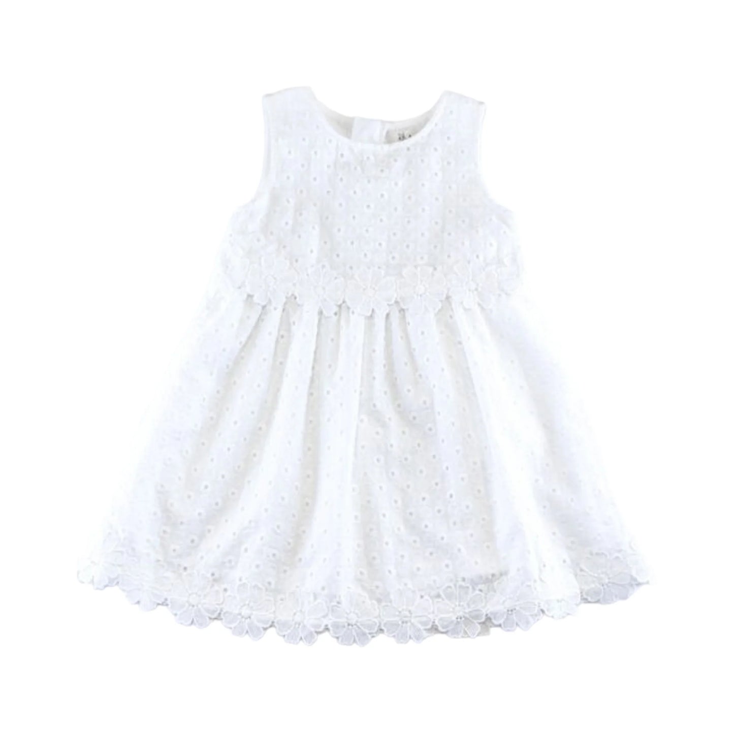 doe a dear - Floral Eyelet Fabric Dress - White