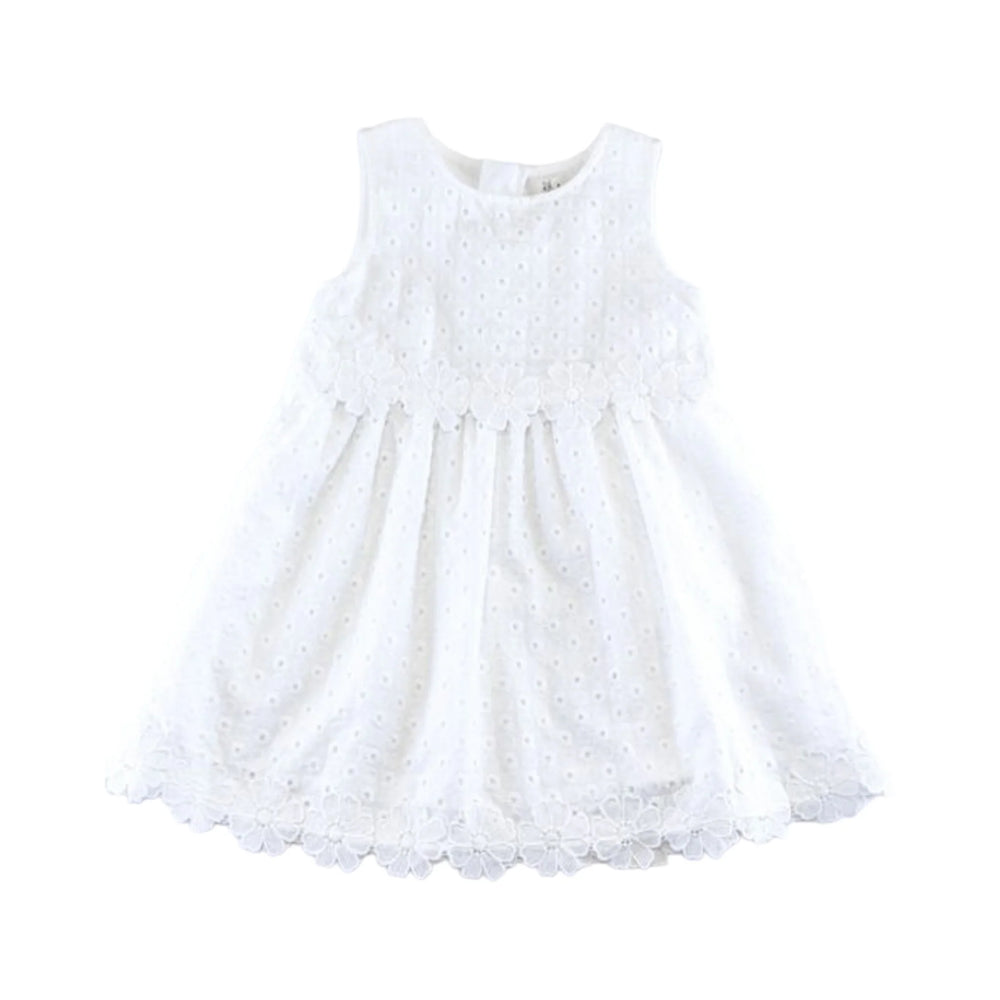 doe a dear - Floral Eyelet Fabric Dress - White