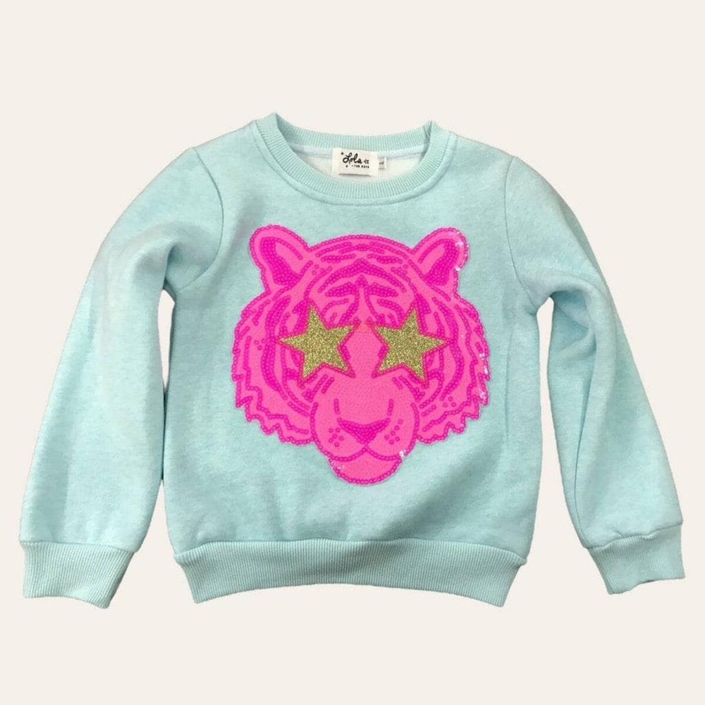 Lola & the Boys - Neon Sequin Tiger Sweatshirt