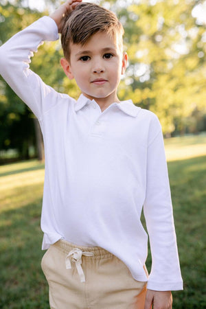 Little Paper Boat - White Longsleeve Polo