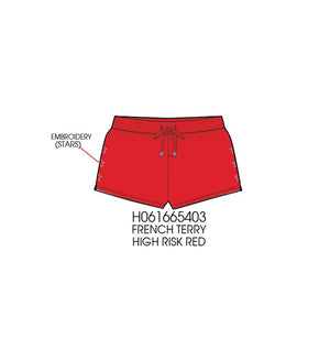 Paper Flower - Red Star Embroidered Shorts