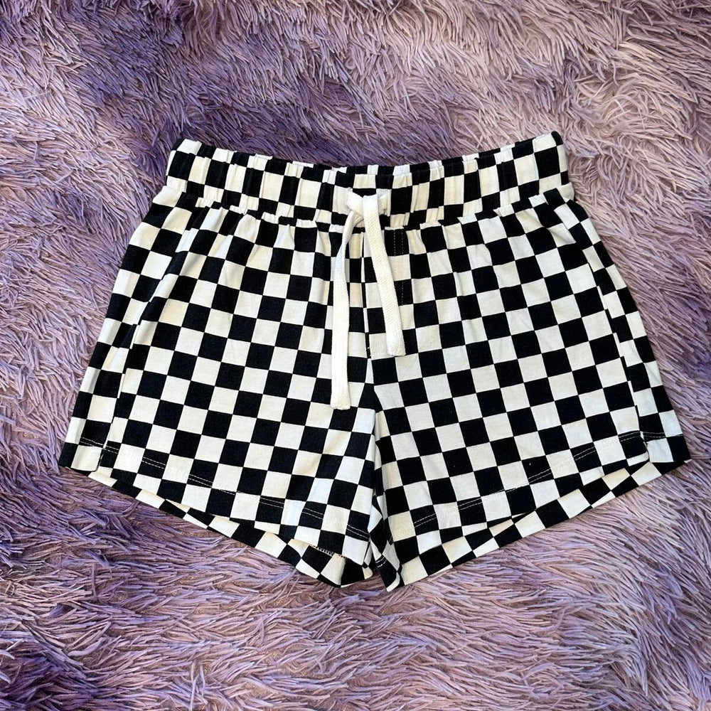Paper Flower - Black & White Checkered Shorts