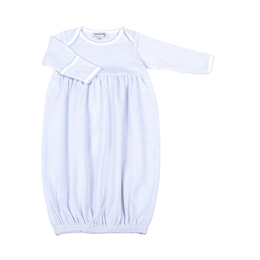 Magnolia Baby - Mini Stripes Blue Gathered Gown