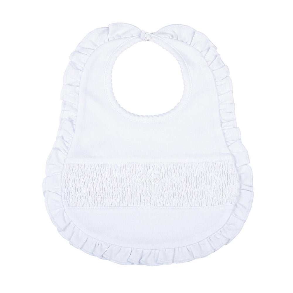 Magnolia Baby - Blessed White Smocked Ruffle Bib