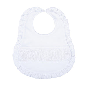 Magnolia Baby - Blessed White Smocked Ruffle Bib