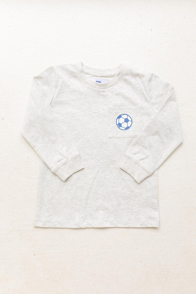 Little Paper Boat - Grey Pocket Tee - Soccer