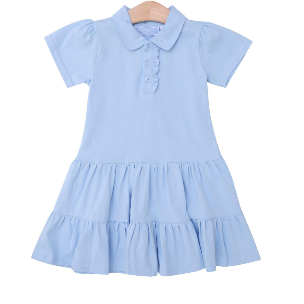 Trotter Street Kids - Ruffle Polo Dress- Light Blue