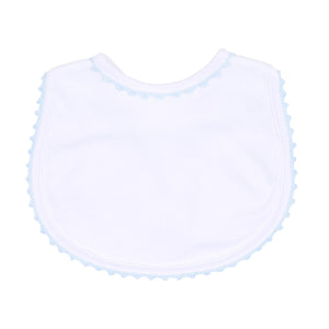 Magnolia Baby - Baby Joy Blue Crochet Trim Bib