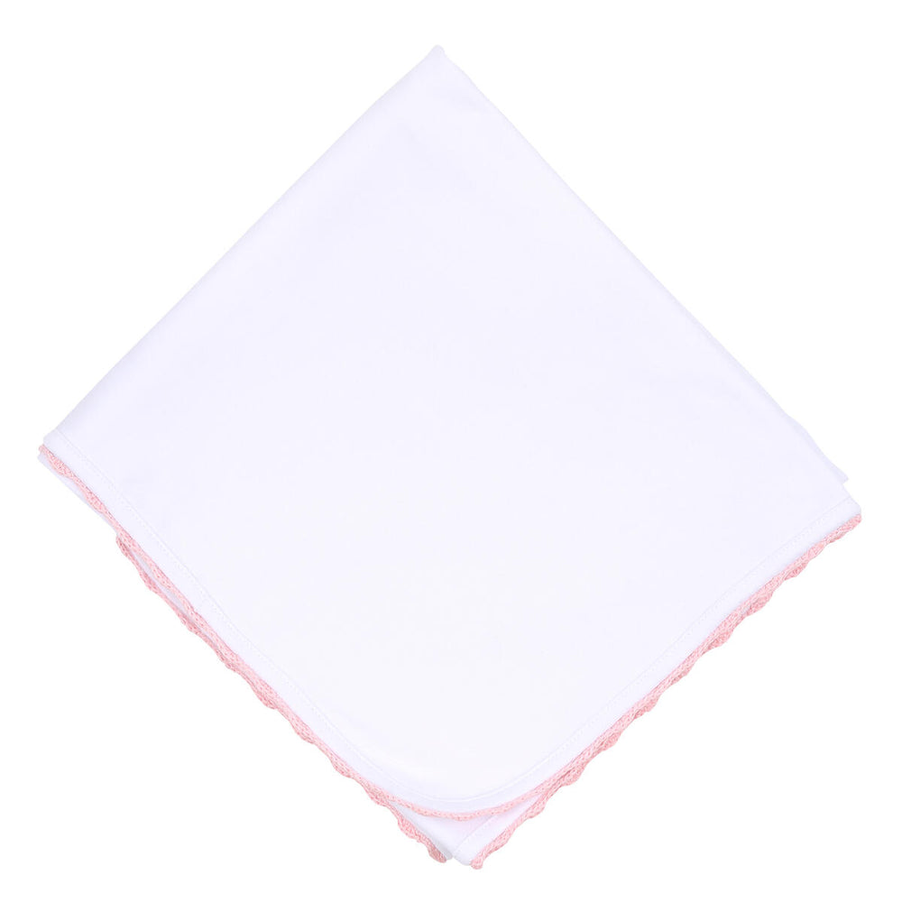 Magnolia Baby - Baby Joy Pink Crochet Trim Receiving Blanket