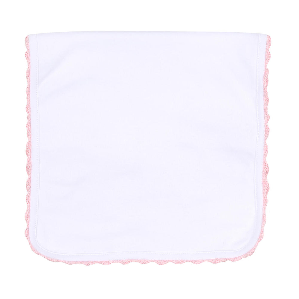 Magnolia Baby - Baby Joy Pink Crochet Trim Burp Cloth